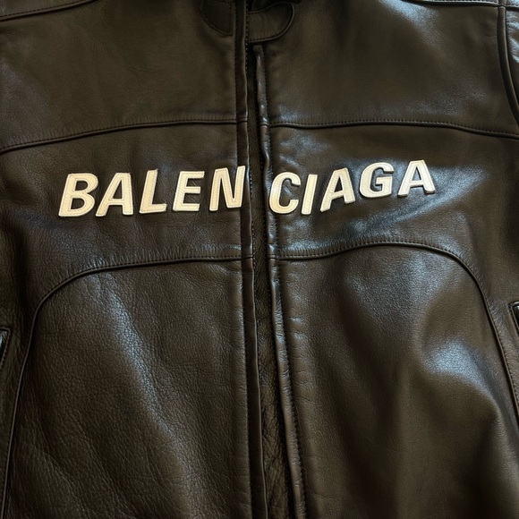 Balenciaga leather logo biker Jacket - Picture 2 of 16